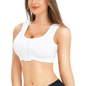 Women Front Closure Compression Bras for Post Surgery with Adjustable Straps